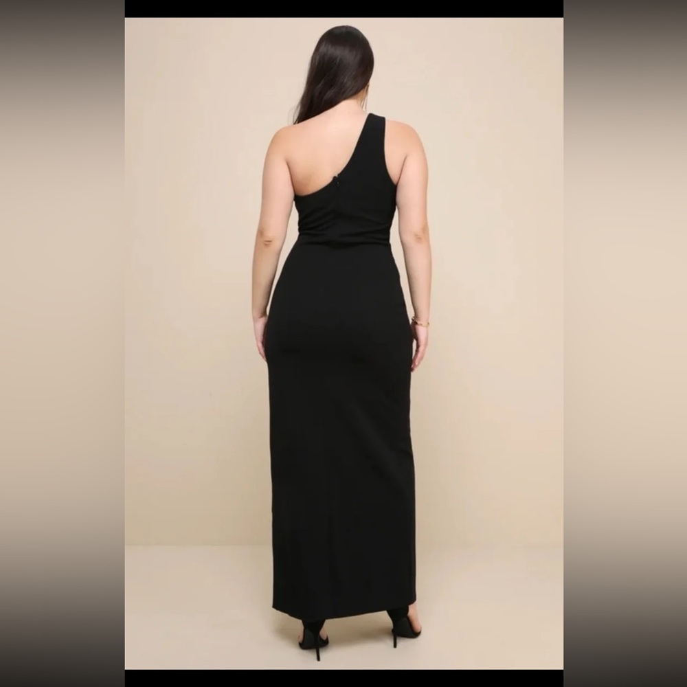 NWT Lulus Show-Stopping Style Black One-Shoulder Cutout Maxi Dress 
size Large - Picture 8 of 12